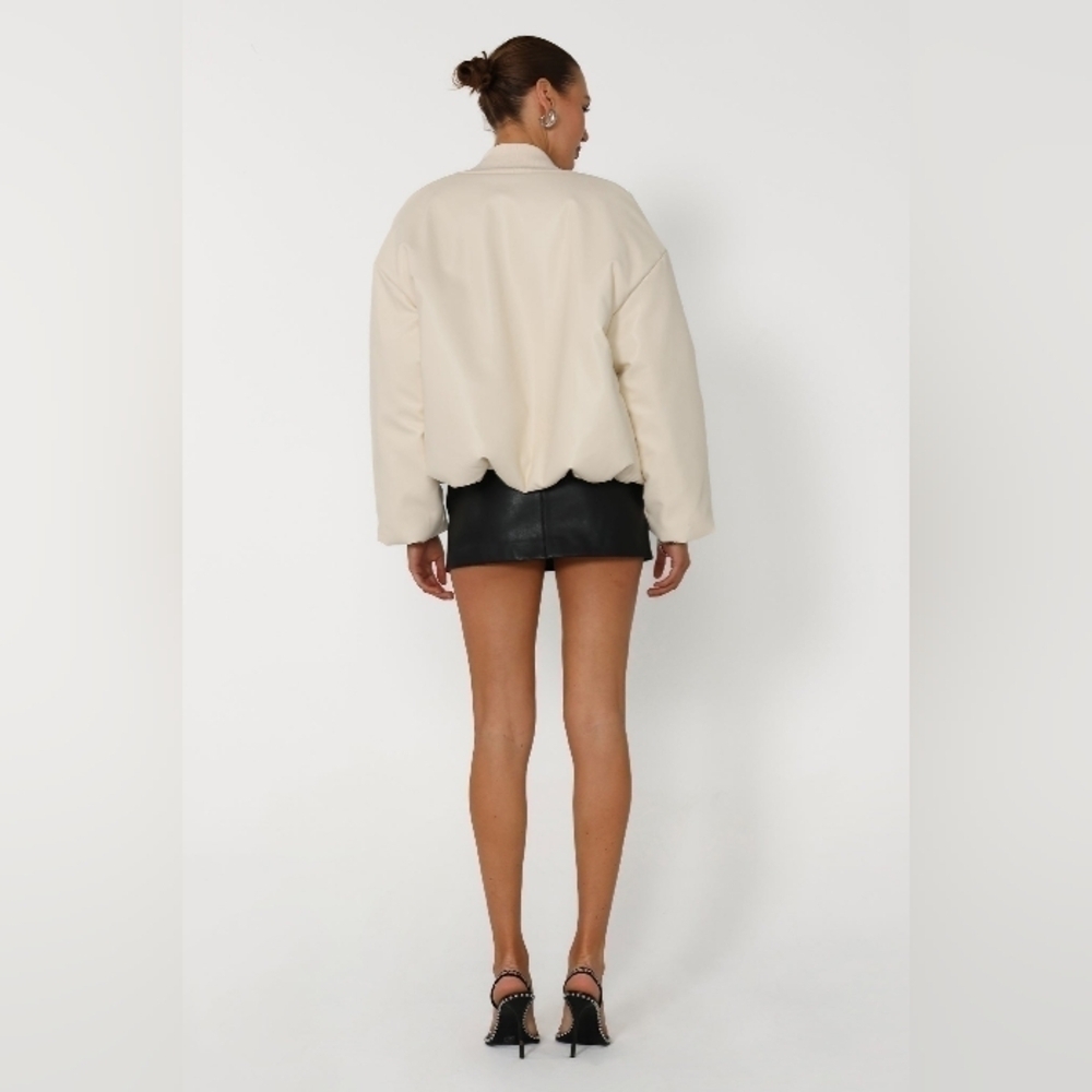 By Dyln Atticus Oversized Puffer Coat Faux Leather Bomber Jacket, Size M - Picture 5 of 15